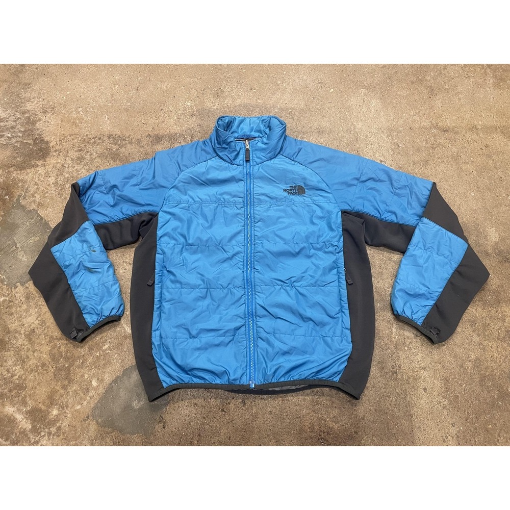 The North‎ Face Jacket Mens Medium Blue Black Quilted Insulated Full Zip Hiking